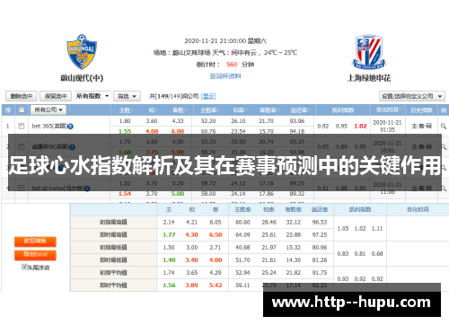足球心水指数解析及其在赛事预测中的关键作用